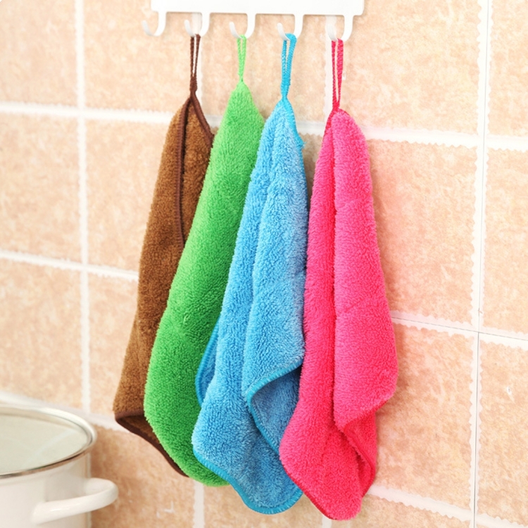 Bamboo Fiber Washing Dish Towel Kitchen Cleaning Cloth Double-Sided Scouring Cloth Water Absorption Non-Stick Oil,Can Hang,Random Color Delivery