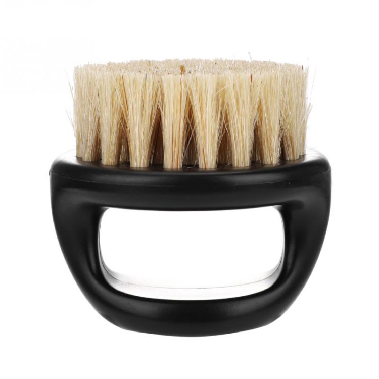 Men Ring Design Portable Boar Brush Black ABS Haircut Cleaning Shaving Brush
