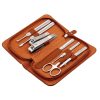 8 in 1 Nail Care Clipper Pedicure Manicure Kits (Large Nail Clippers, Small Nail Clippers, Dead Skin Fork, Dead Skin Scraper, Eyebrow Scissor, Eyebrow Tweezers, Ear Pick, Double Side Nail File) with Leather Bag