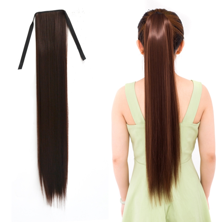 Natural Long Straight Hair Ponytail Bandage-style Wig Ponytail for Women，Length: 75cm