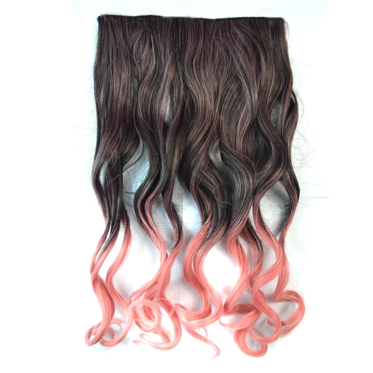 One-piece Seamless Hair Extension Piece Color Gradient Large Wave Long Curling Clip Type Hairpiece