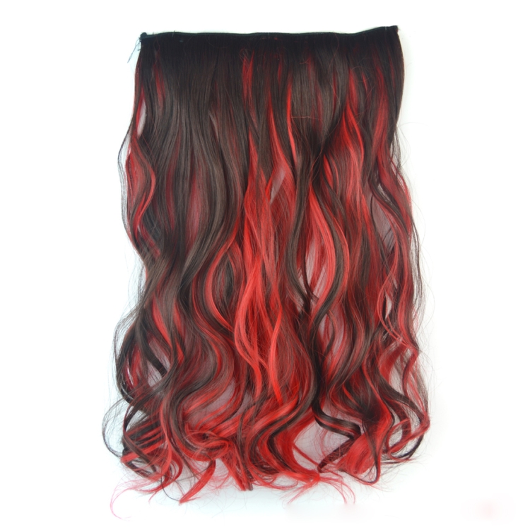 One-piece Seamless Hair Extension Piece Color Gradient Large Wave Long Curling Clip Type Hairpiece