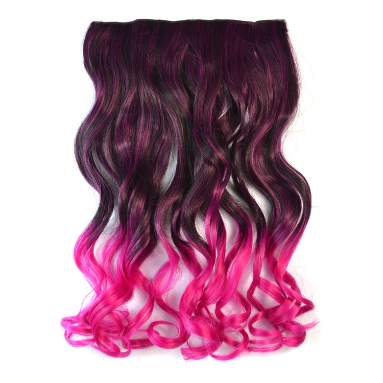 One-piece Seamless Hair Extension Piece Color Gradient Large Wave Long Curling Clip Type Hairpiece