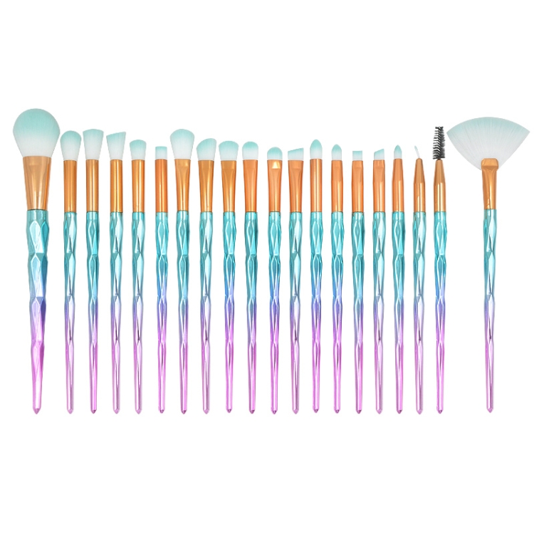 20 in 1 Diamond Handle Eye Brush Multi-functional Makeup Brush, Pink+Blue Handle and Purple Brush