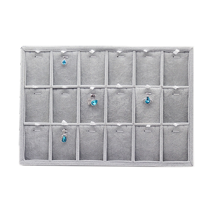 18 Grids Flannelette Ear Stud Earrings Ring Pendant Necklace Display Rack Jewelry Storage Tray
