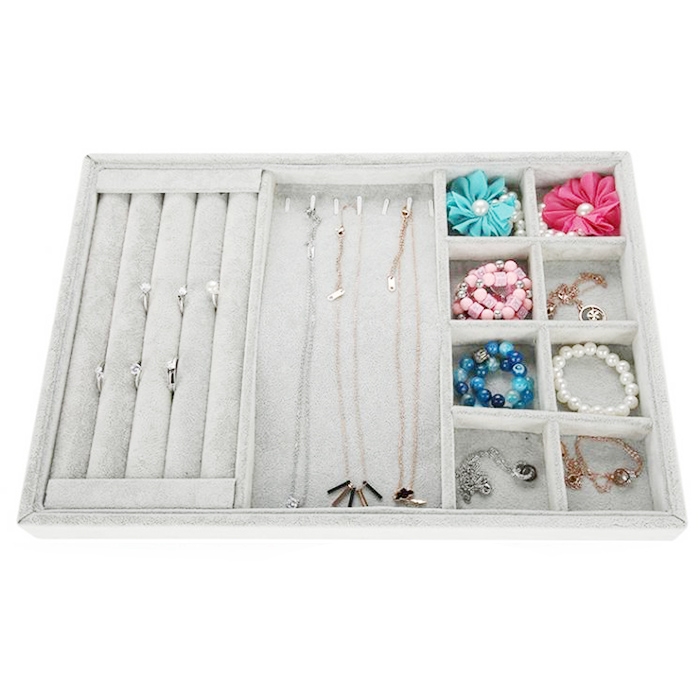 Flannelette Bracelet Ear Stud Earrings Ring Pendant Necklace Combination Display Rack Jewelry Storage Tray