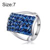 Silver-Plated Rectangle with Blue Crystal Ring for Women(Silver with Diamond, US, Size: 7)