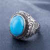 Europe and America Style Retro Gemstone Turquoise Men Titanium Steel Ring, Size: 10, Diameter: 19.9mm, Perimeter: 62.4mm