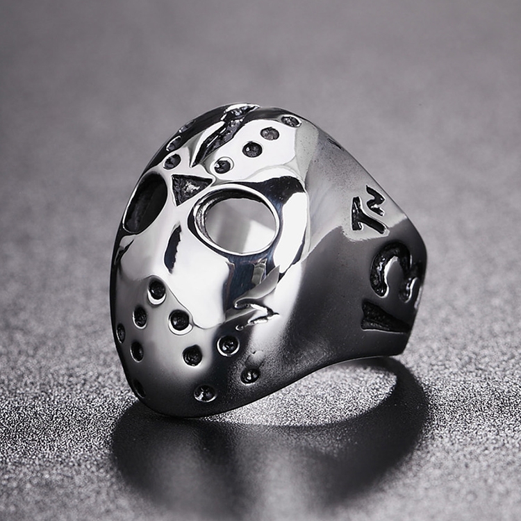 Europe and America Style Punk Gothic Rock Mask Skull Men Titanium Steel Ring, US Size: 9, Diameter: 19mm, Perimeter: 59.8mm