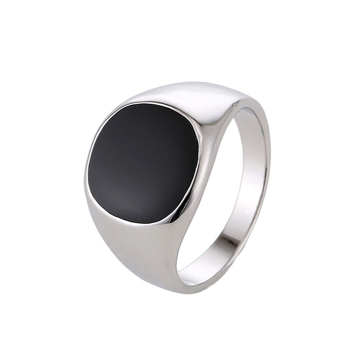 Europe and America Men Classic Alloy High Polished Drip Oil Style Ring, Size: 10, Diameter: 19.9mm, Perimeter: 62.4mm