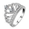 Princess Queen Crown-shaped Platinum Plated Zircon Ring, US Size: 7, Diameter: 17.3mm, Perimeter: 54.4mm
