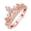 Princess Queen Crown-shaped Rose Gold Plated Zircon Ring, US Size: 9, Diameter: 18.9mm, Perimeter: 59.5mm