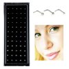 60 PCS Color Mixed Diamond Shape Stainless Steel Nose Stud Rings L Shaped Piercing Jewelry,Pin Length: 7mm, pin diameter: 0.6mm (Color)