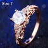 1 Pair Women Fashion Micro-inlaid Zircon Engagement Ring Princess Queen Aristocratic Temperament Couple Ring(Rose Gold US size: 7)