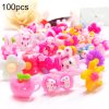 100 PCS Children Cute Cartoon Resin Flower Animal Heart Bow-knot Ring, Smooth Surface