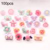 100 PCS Children Cute Cartoon Resin Flower Animal Heart Bow-knot Ring, Frosted Surface