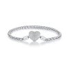 BSB133-17 Sterling Silver S925 White Gold Plated Zircon Heart Sparkling Bracelet