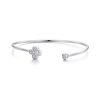 BSB134 Sterling Silver S925 Plated Platinum Zircon Four-leaf Clover Open Bracelet Hand Decoration