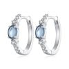 BSE859 Sterling Silver S925 White Gold Plated Zircon Star Blue Glass Earrings