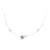 BSN336 Sterling Silver S925 White Gold Plated Zircon Stretchable Pansy Necklace Pendant