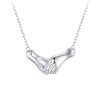 BSN337 Sterling Silver S925 White Gold Plated Holding Hand Line Necklace