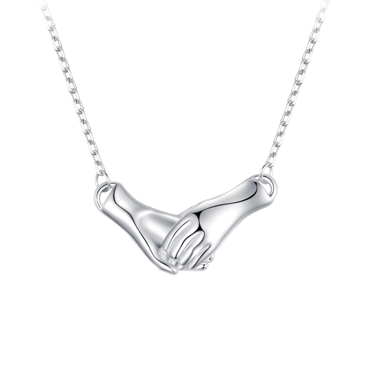 BSN337 Sterling Silver S925 White Gold Plated Holding Hand Line Necklace