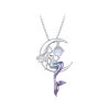 BSN338 Sterling Silver S925 White Gold Plated Moonstone Mermaid Necklace