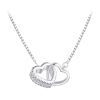 BSN338 Sterling Silver S925 White Gold Plated Zircon Dual Ring Heart Interlocking Necklace