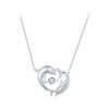 BSN340 Sterling Silver S925 White Gold Plated Zircon Cute Dolphin Necklace