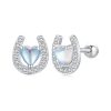 SCE1612 Sterling Silver S925 Horseshoe Round Stud Earrings