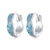 SCE1614 Sterling Silver S925 Blue Sparkling Wave Earrings
