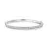 BSB130-17 Sterling Silver S925 White Gold Plated Zircon Thin Glitter Bracelet