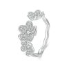 BSR447 Sterling Silver S925 Plated White Gold Fully Paved Zircon Flower Open Adjustable Ring