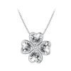 BSN334 Sterling Silver S925 White Gold Plated Lucky Clover Pendant Necklace