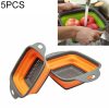 5 Sets Square Foldable Drain Basket Set Kitchen Silicone Fruit Vegetables Retractable Filter, Specification: Small + Large