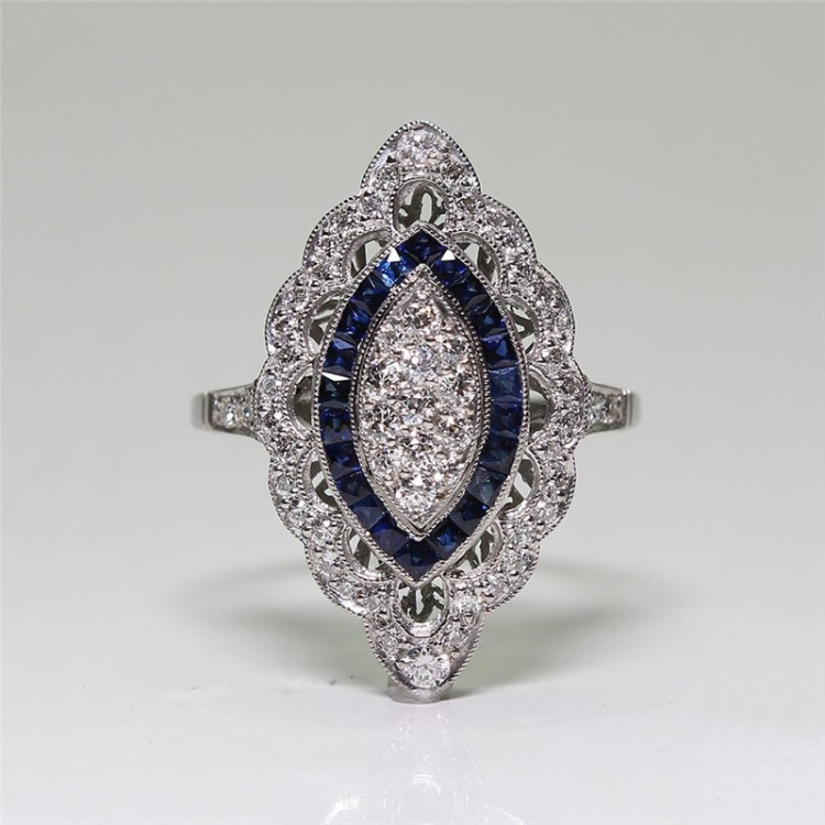 Women Sapphire Rhinestone Engagement Ring