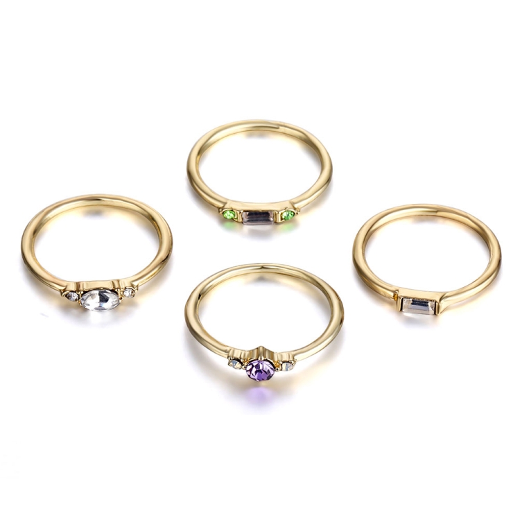 4 PCS Women Vintage Bohemian Crystal Zircon Ring Set