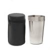 2 Sets Outdoor Mini Stainless Steel Small Wine Glass Hiking Camping Travel Portable Drinking Cup Set with Leather Case