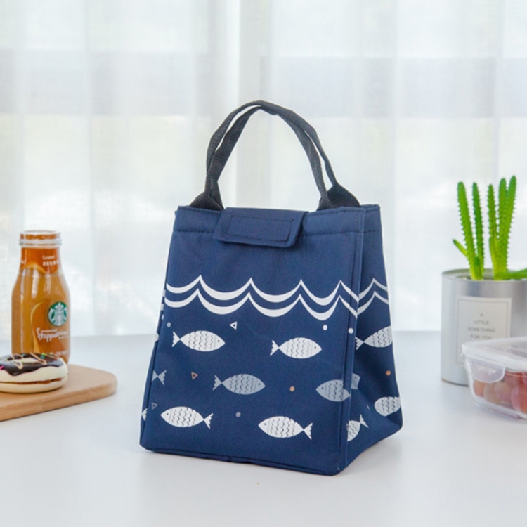 Portable Lunch Bag Oxford Cloth Fish Pattern Large Capacity Container Thermal Insulated Cooler