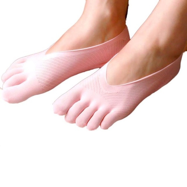 Female Socks Five Toe Sock Slippers Invisibility for Solid Color Crew Socks