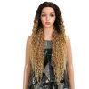 Long Curly Hairpiece High Temperature Fiber Hair 23 Inch Natural Blonde Synthetic Lace Front Wigs
