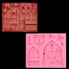 2 PCS Cartoon House Wooden Window Shape Silicone Candy Mold Fairy Tale Cake Decorating Tool