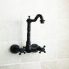 Wall-mounted Bathroom All Bronze Cold Hot Water Ancient Wall Faucet