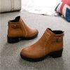 Round Toe Zippers Chunky Boots Short Plush Square Heels Ankle Boots for Women