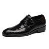 Crocodile Pattern Business Flat Bottom Leather Formal Shoes