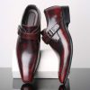 Pointed British Style Men Leather Shoes Buckle Low Heel Shoes