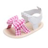 Bow Plaid Soft Weave Crib Anti-Slip Baby Girls Summer Shoes Anti-Slip Single Sandals