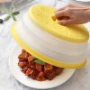 Flower Pattern Plastic Microwave Oven Breathable Splash-proof Food Cover Foldable Fresh-keeping Cover Random Color Delivery