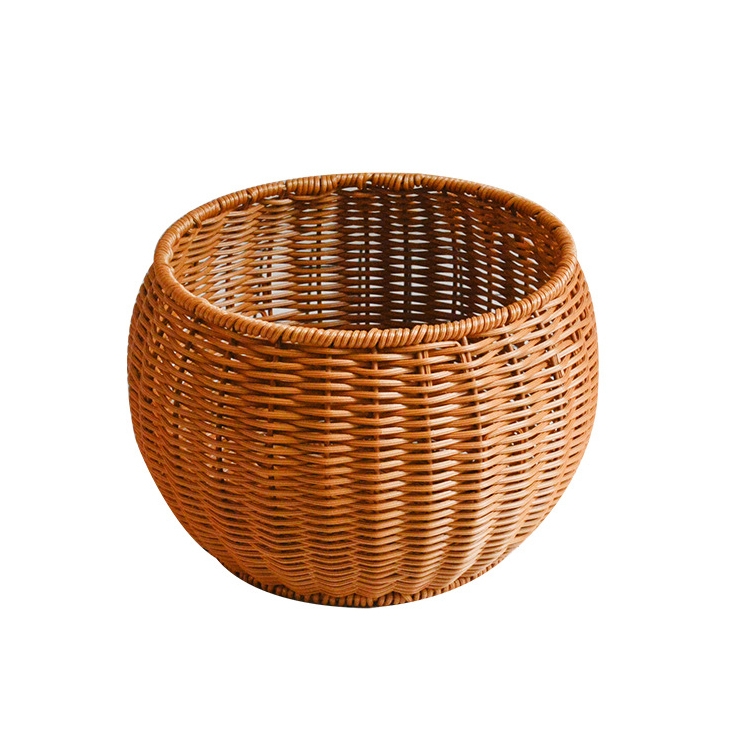 Round Snack Basket Rattan Woven Home Fruit and Vegetable Storage Basket Kitchen Drain Basket