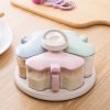 3 in 1 Wheat Straw Rotating Seasoning Jar Kitchen Supplies Seasoning Box Set
